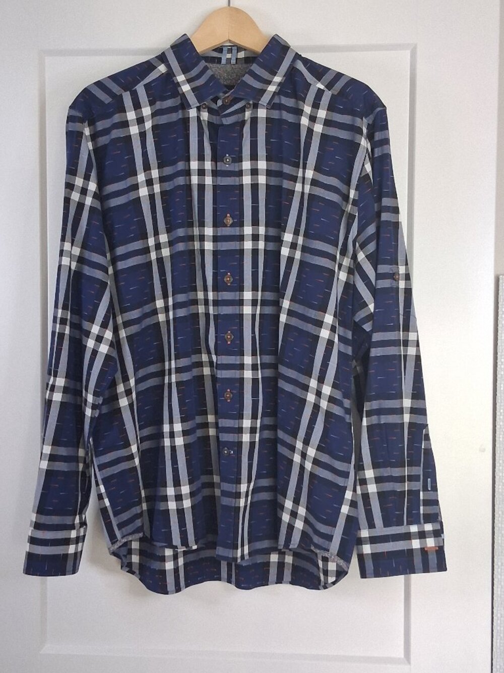 Robert Graham Auden 2XL Tailored Fit Blue Plaid Stretch Sport Shirt